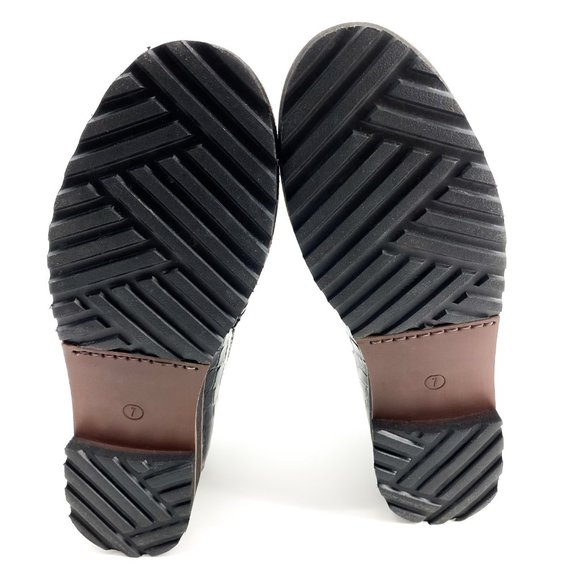 ASOS DESIGN Croc Meze Chunky Fringed Patent Leather Loafers - Picture 13 of 16